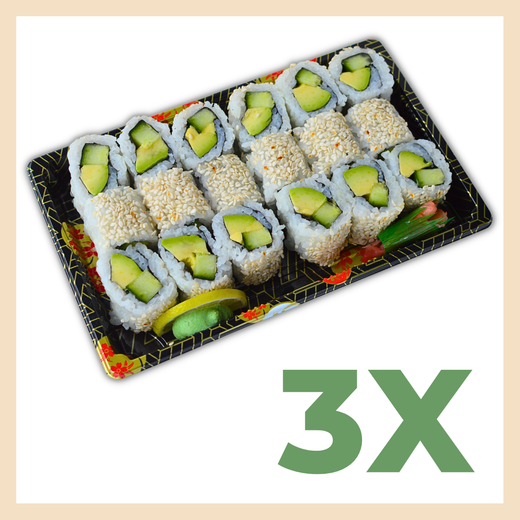 Monatsangebot 3xAvocado Gurken Maki. Gültig 01.10.25-31.10.25