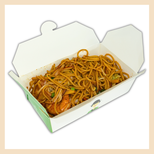 Gebratene Nudeln mit Garnelen und Gemüse Fallaloon 093A 1